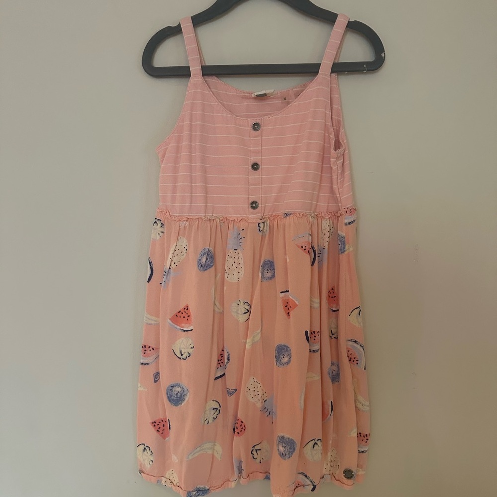Roxy girls Pink Sleeveless Kids Dress with Fruit Print size 6
